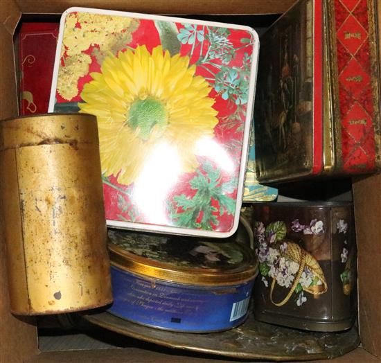 Quantity metalware tins etc.